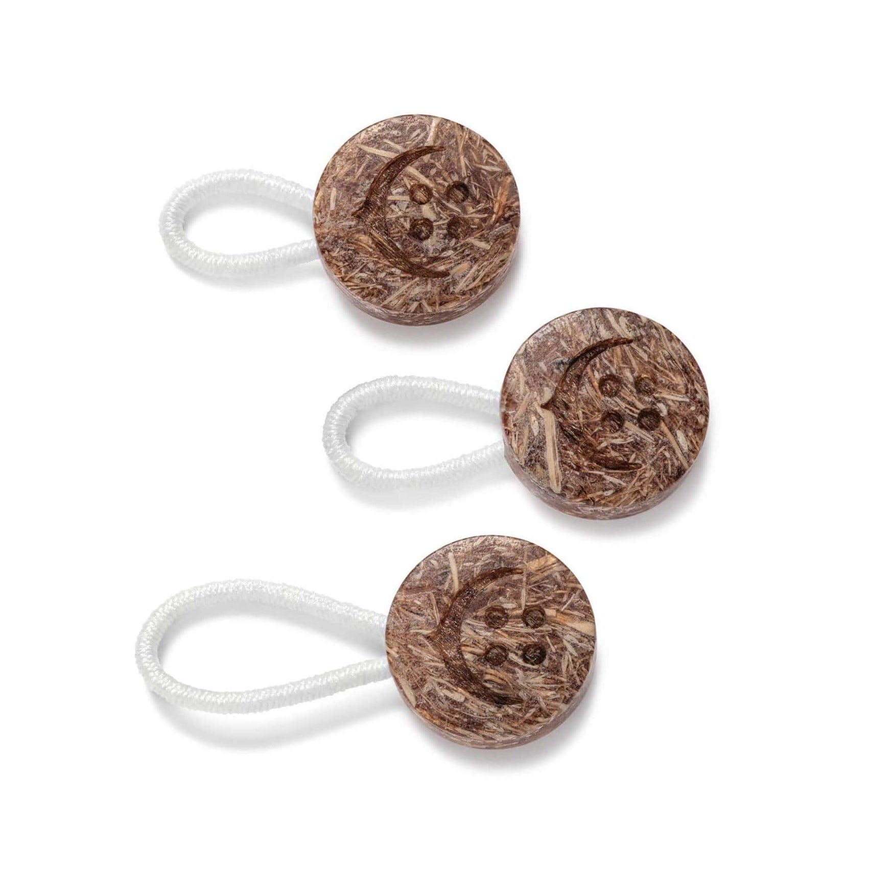 Top view of a 3 piece upcycled Coconut Shirt Collar Extender