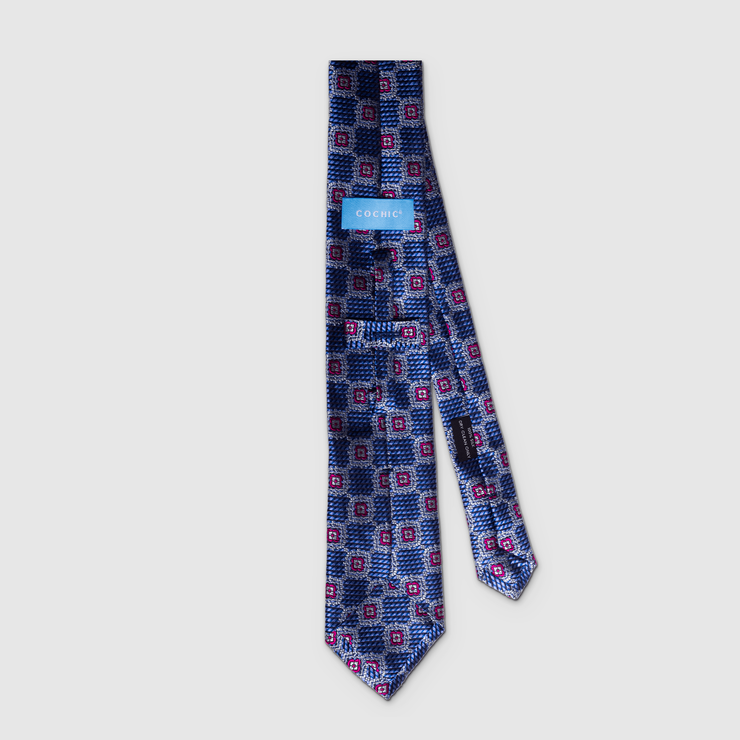 CRAVATE FANTAISIE BLEU ET MAGENTA