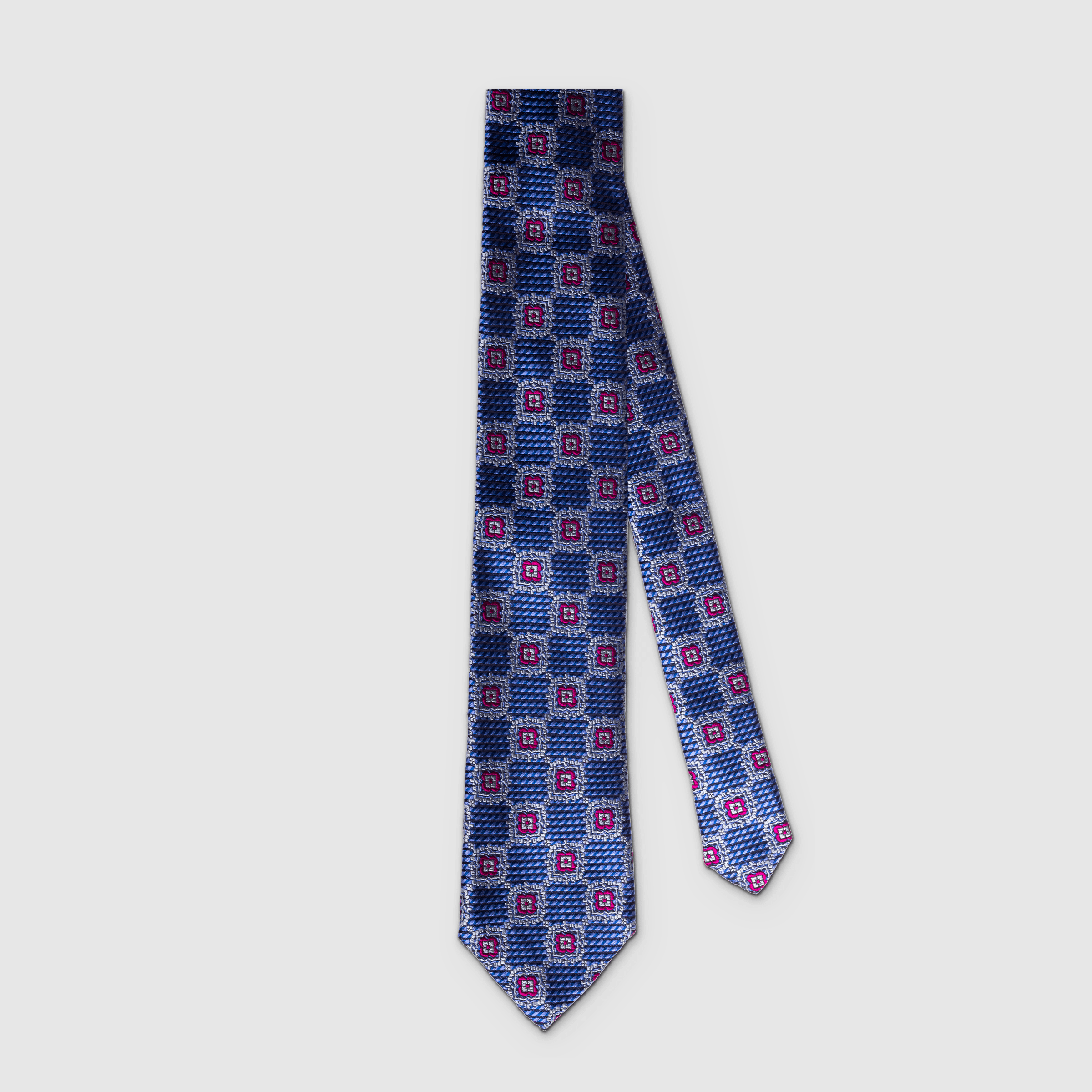 CRAVATE FANTAISIE BLEU ET MAGENTA