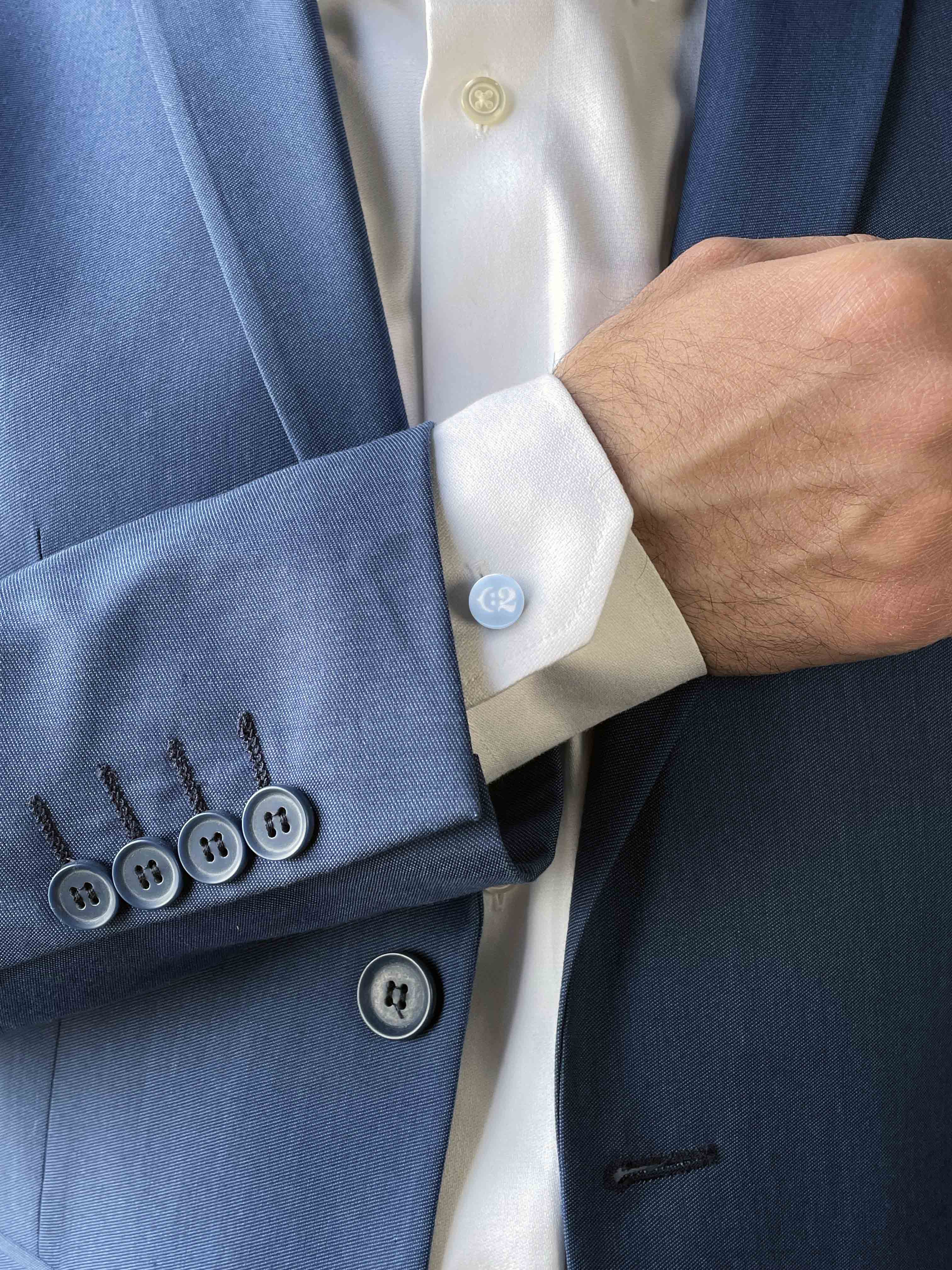 Front photo of model wearing the C2 blue cuff extender