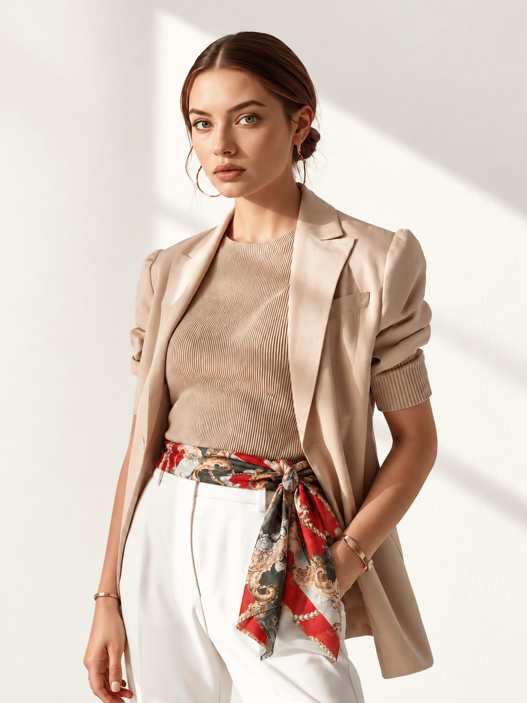 Emmeline Pankhurst wool silk foulard worn by a model - Cochic