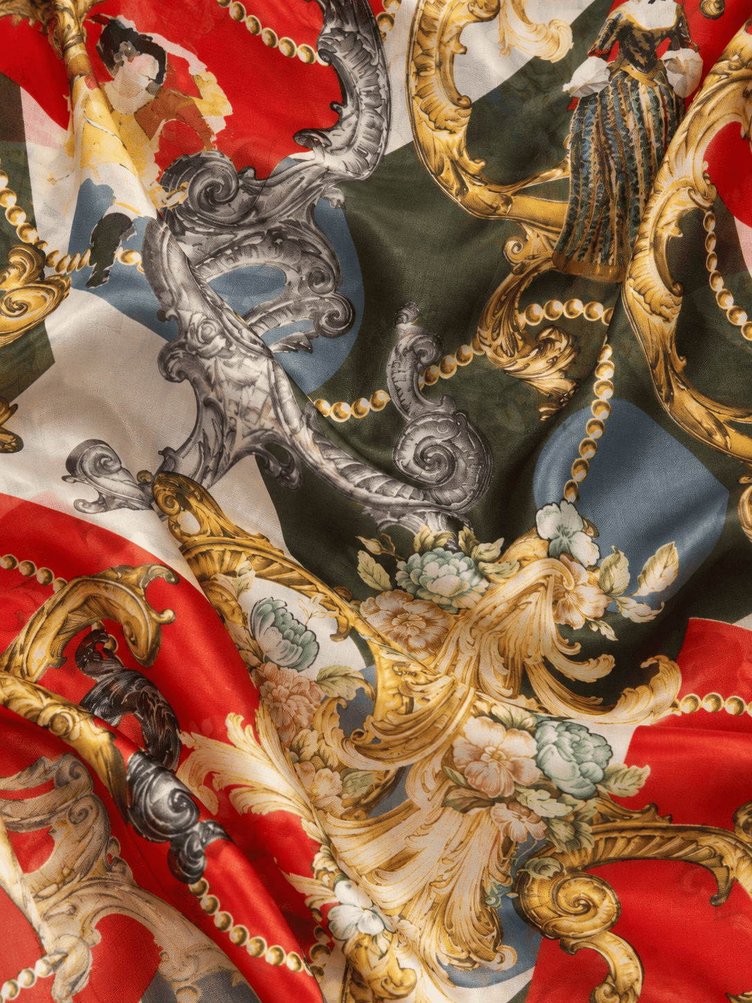 Florence Nightingale wool silk foulard close-up detail - Cochic