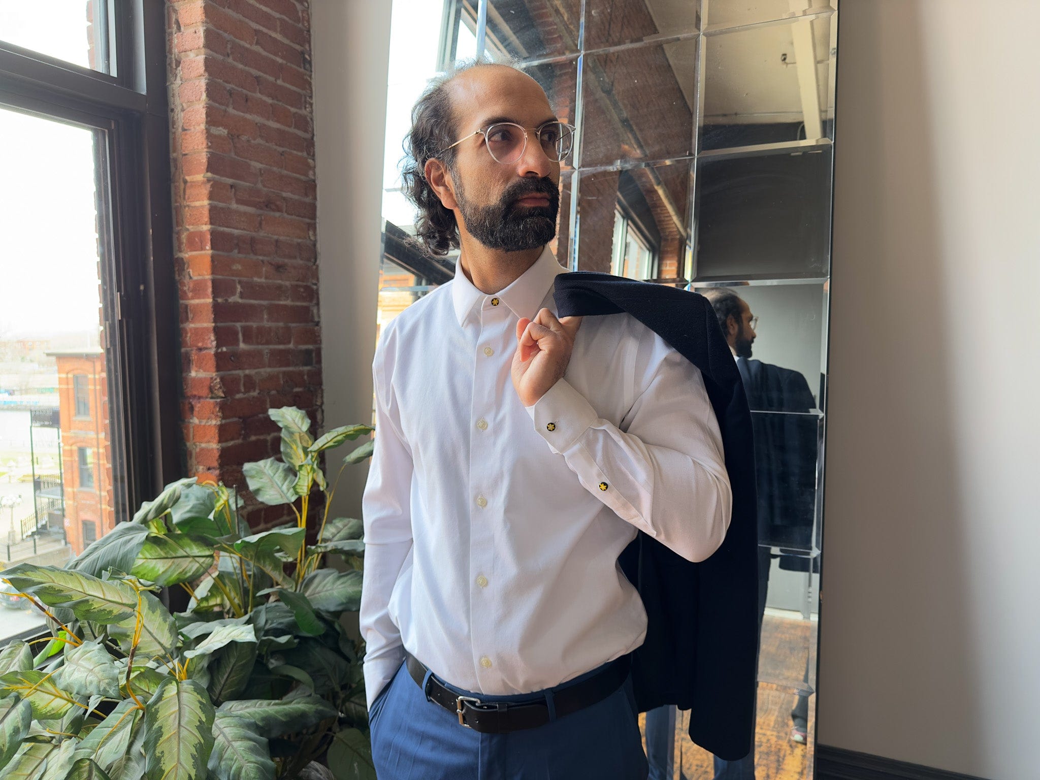 Model wearing the COCHIC and Canadian Cancer Society - 2 Daffodil Cuff Extenders