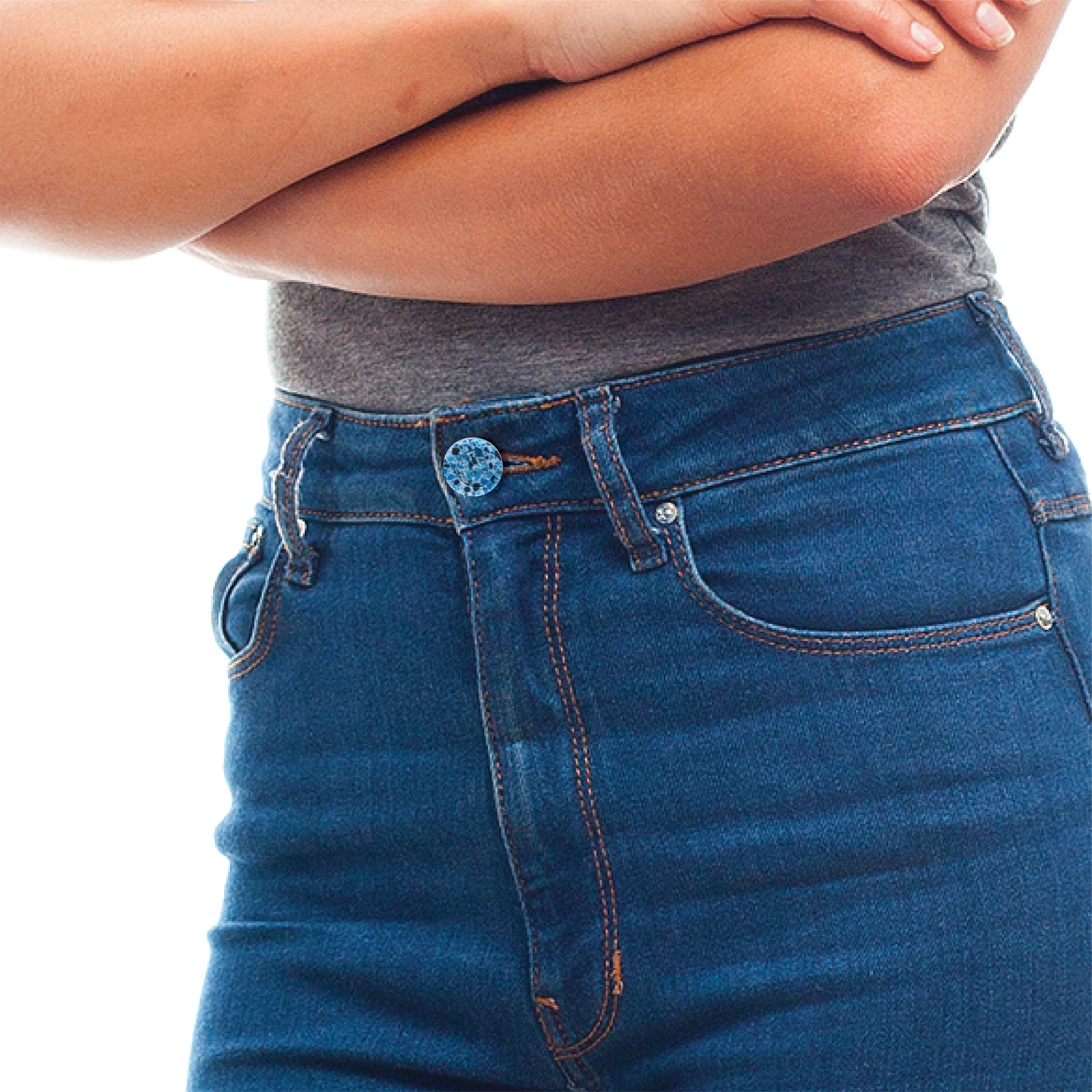 Upcycled Scrap Blue Waist Pant Extender - Front