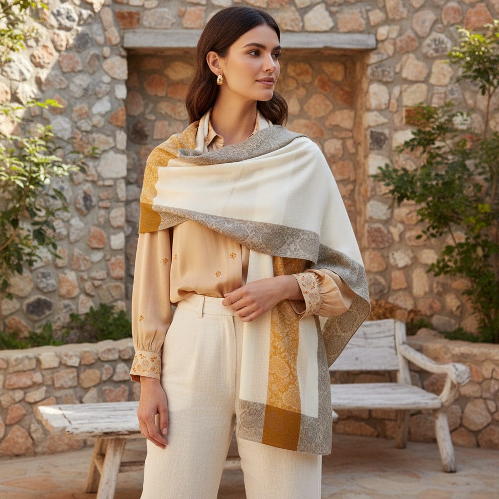 CASHMERE FINE WOOL SHAWL - ZAHIRA