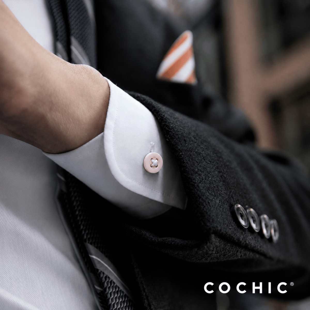 UCYCLED RESIN BUTTON EXTENDER - WHITE AND ORANGE (5PCS)