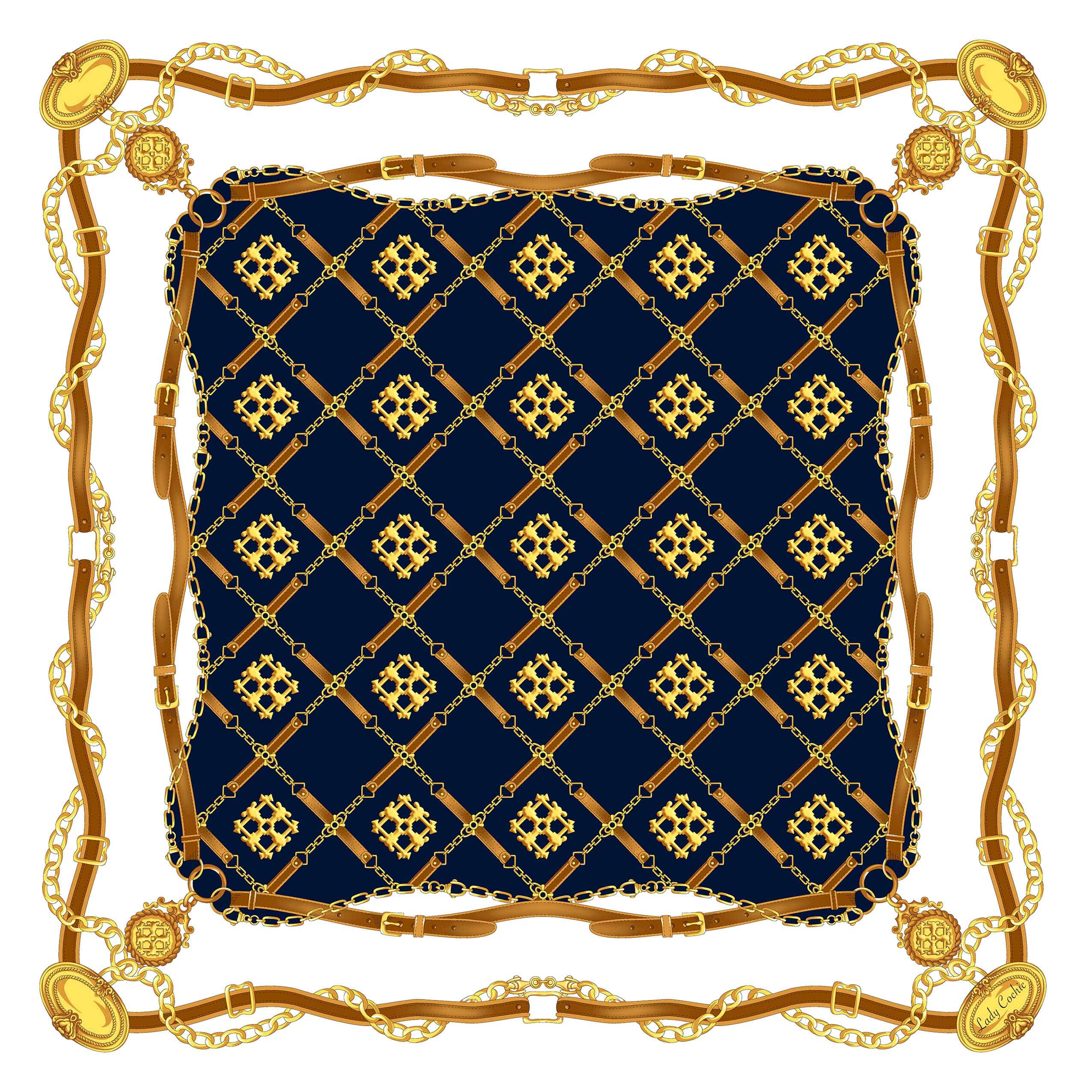 FOULARD EN SOIE- LES MÉDAILLONS, COLLABORATION AVEC RHODIE LAMOUR