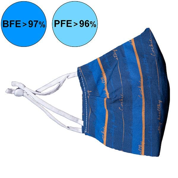 “Stay Healthy” 99.9% Antibacterial Mask - Blue/Orange