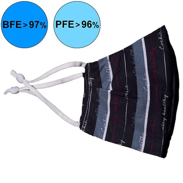 “Stay Healthy” 99.9% Antibacterial Mask - Bold Graphite