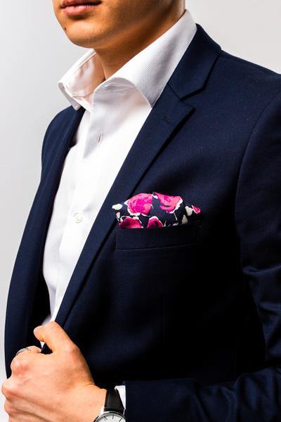 PINK ROSES POCKET SQUARE - Cochic