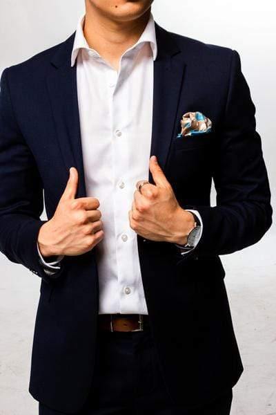 BLUE ROSES POCKET SQUARE - Cochic