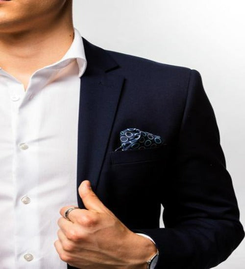 BLUE RINGS POCKET SQUARE - Cochic