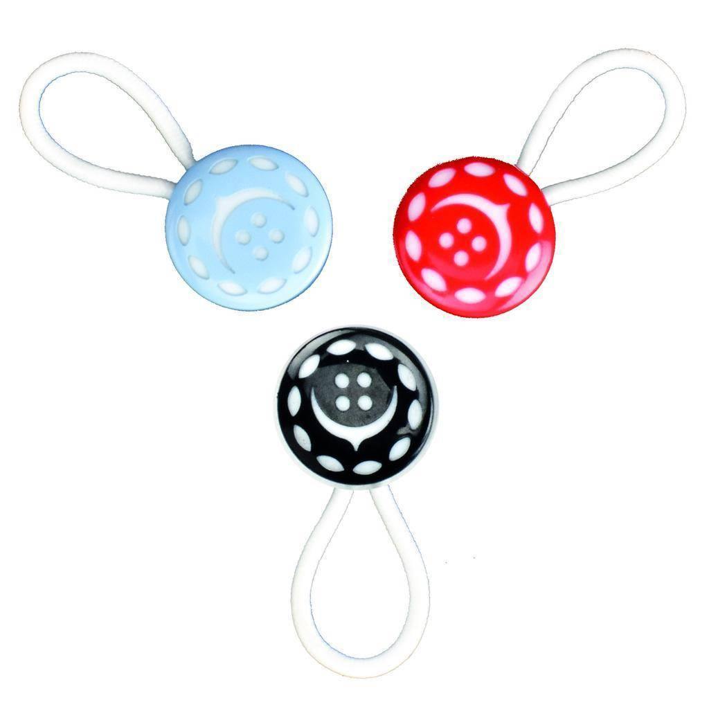 top view of red and blue and black shirt collar extender