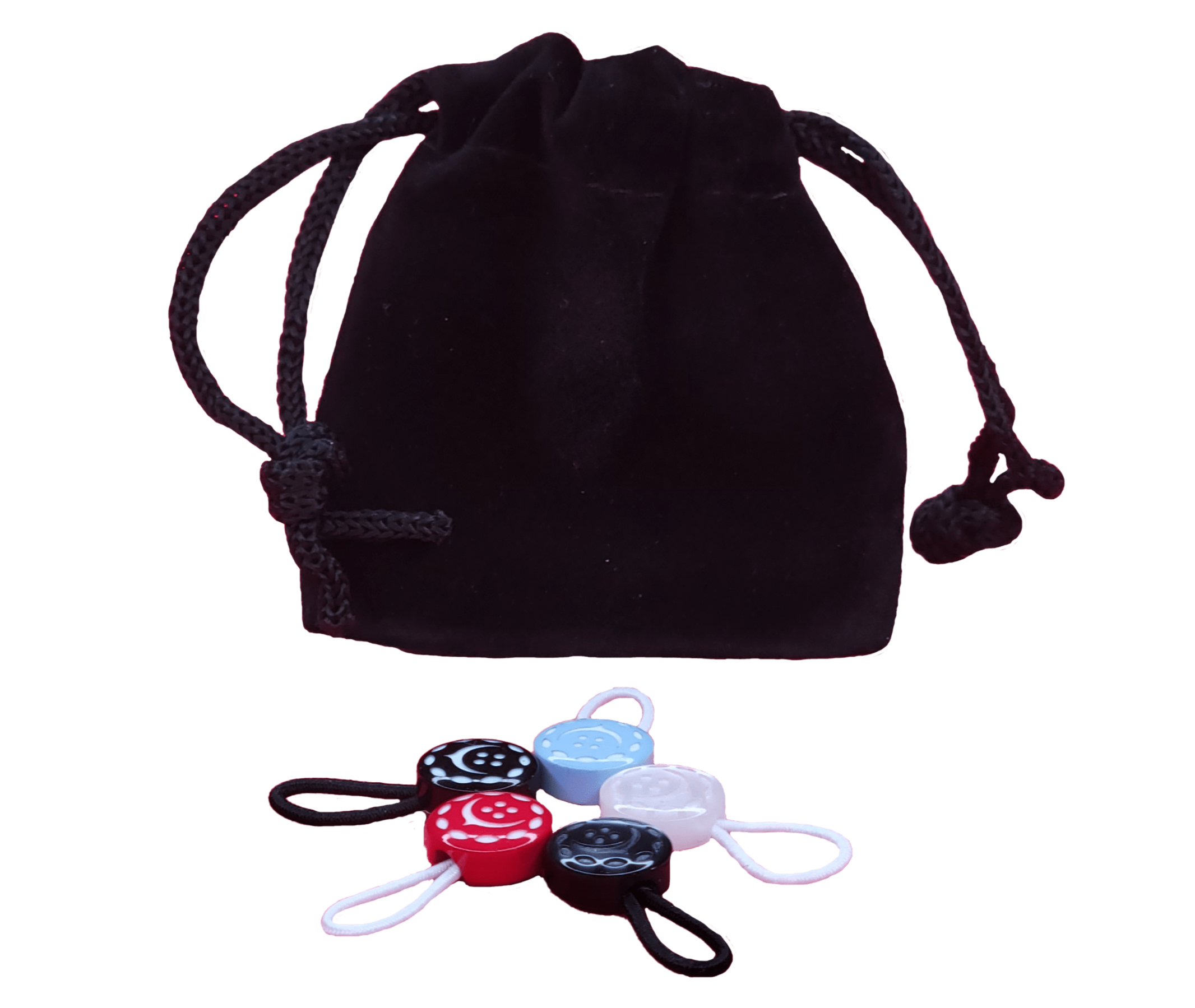 side view of Rhodie's choice of black and red and blue and white shirt collar extender