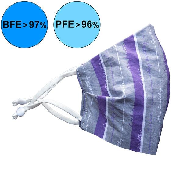 Masque 99.9% Antibactérien "Stay Healthy" - Gris et Mauve