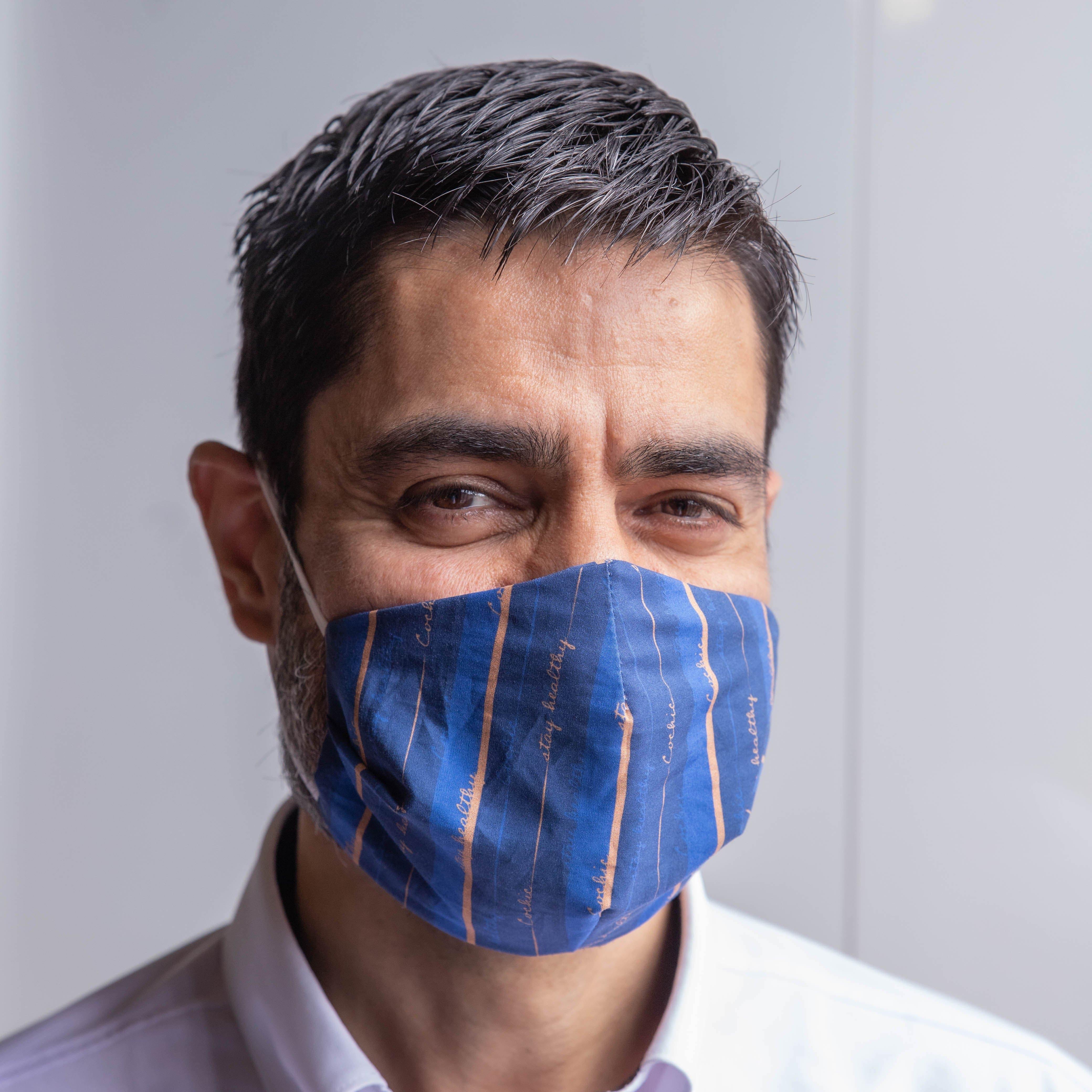 “Stay Healthy” 99.9% Antibacterial Mask - Blue/Orange - Cochic