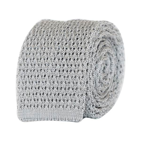 ITALIAN TRICOT TIE SILVER - SKINNY - Cochic