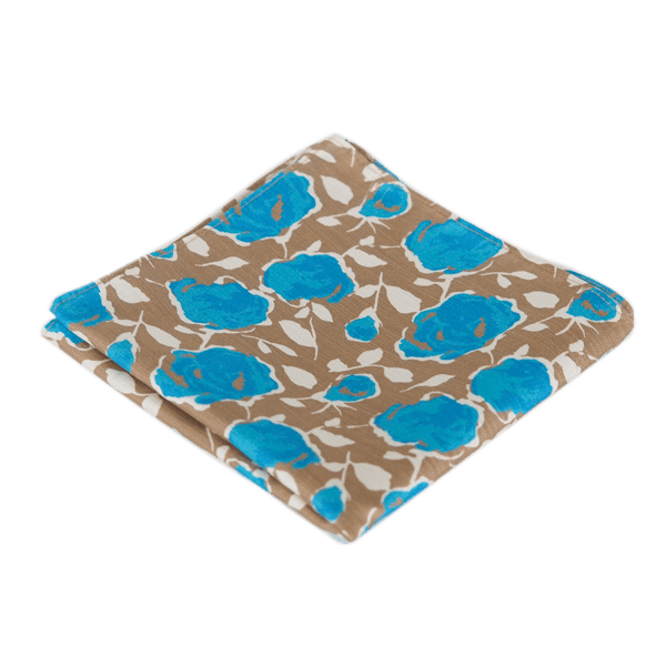 BLUE ROSES POCKET SQUARE - Cochic