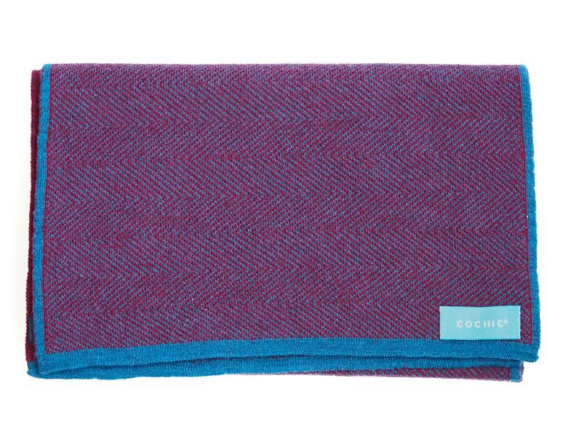 HERRINGBONE CASHWOOL SCARF - REVERSIBLE - BURGUNDY - Cochic