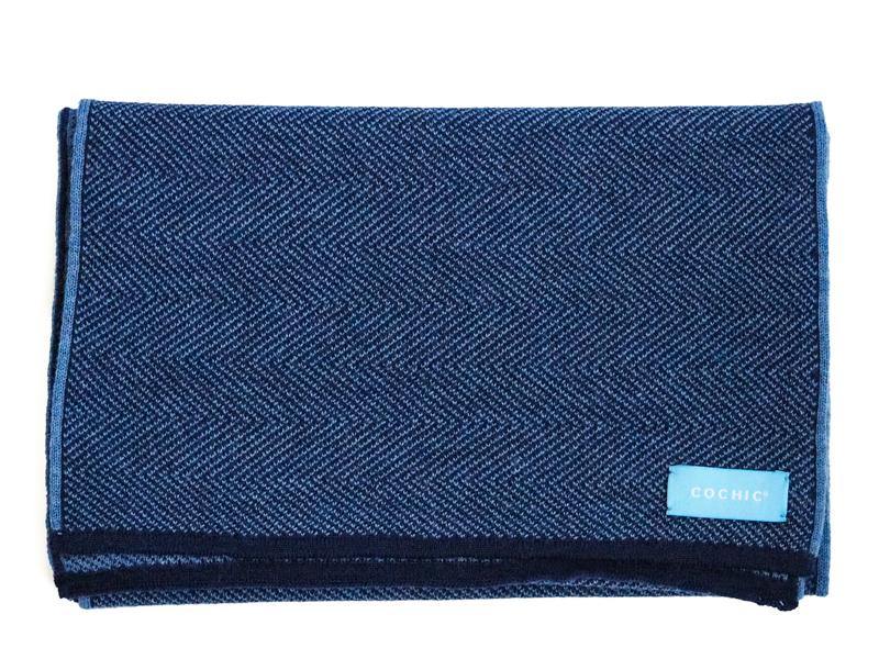 HERRINGBONE CASHWOOL SCARF - REVERSIBLE - BLUE JEANS - Cochic