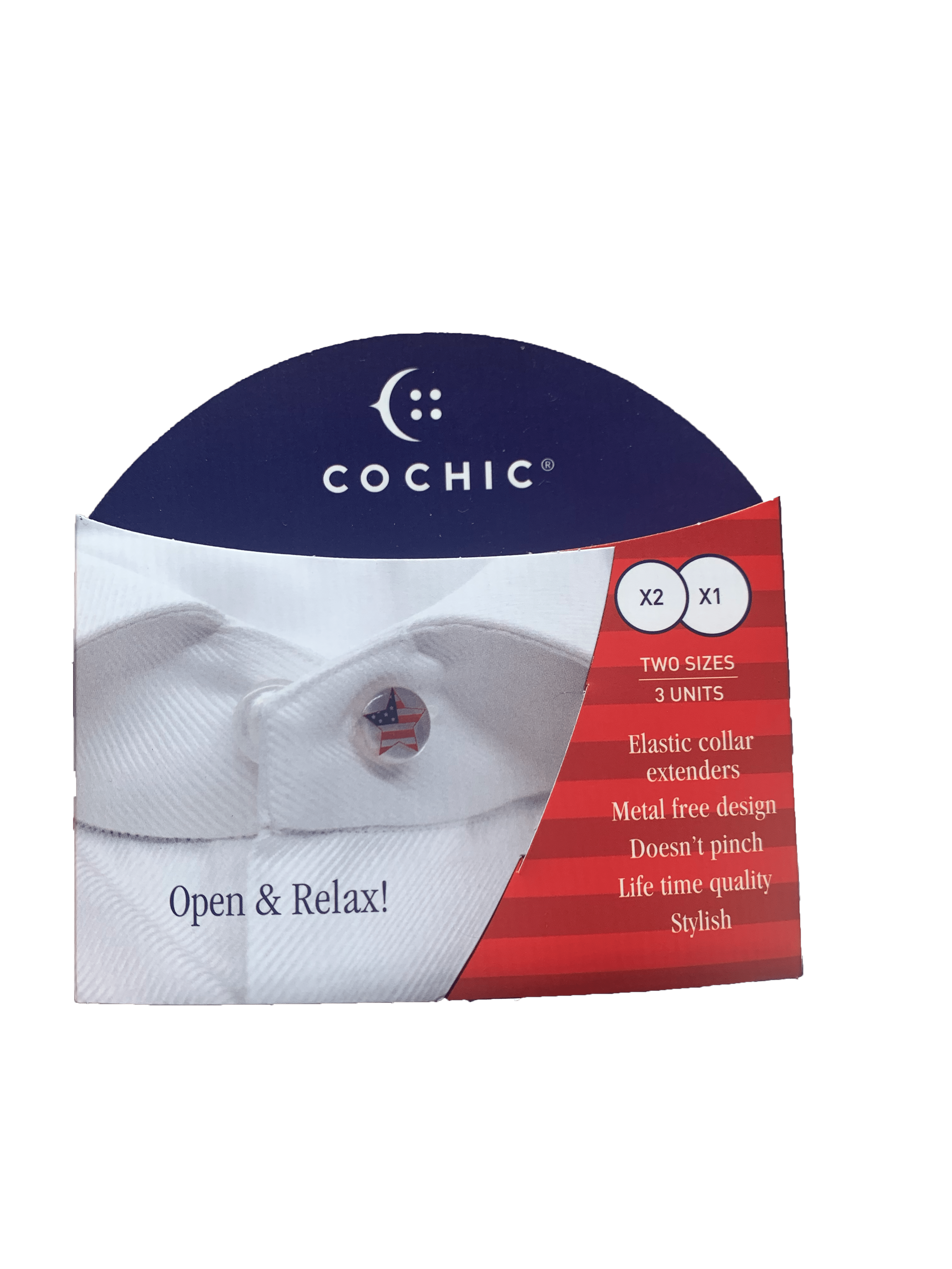 package of the 3 pcs set of american shirt collar extender