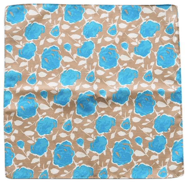 BLUE ROSES POCKET SQUARE - Cochic