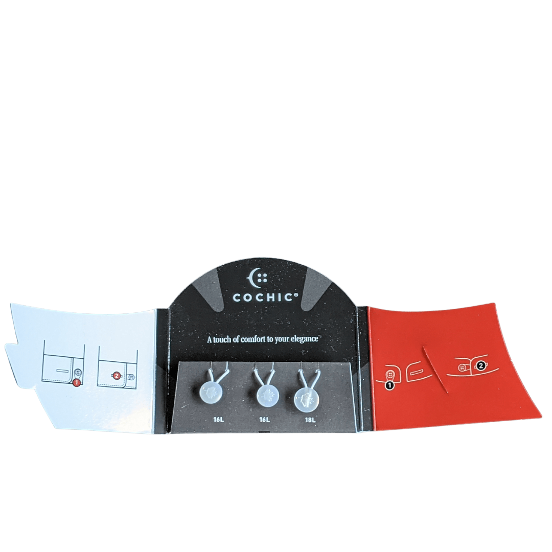 top view picture of the package of the 3 pcs set of the canadian white shirt collar extender of 16L and 18L