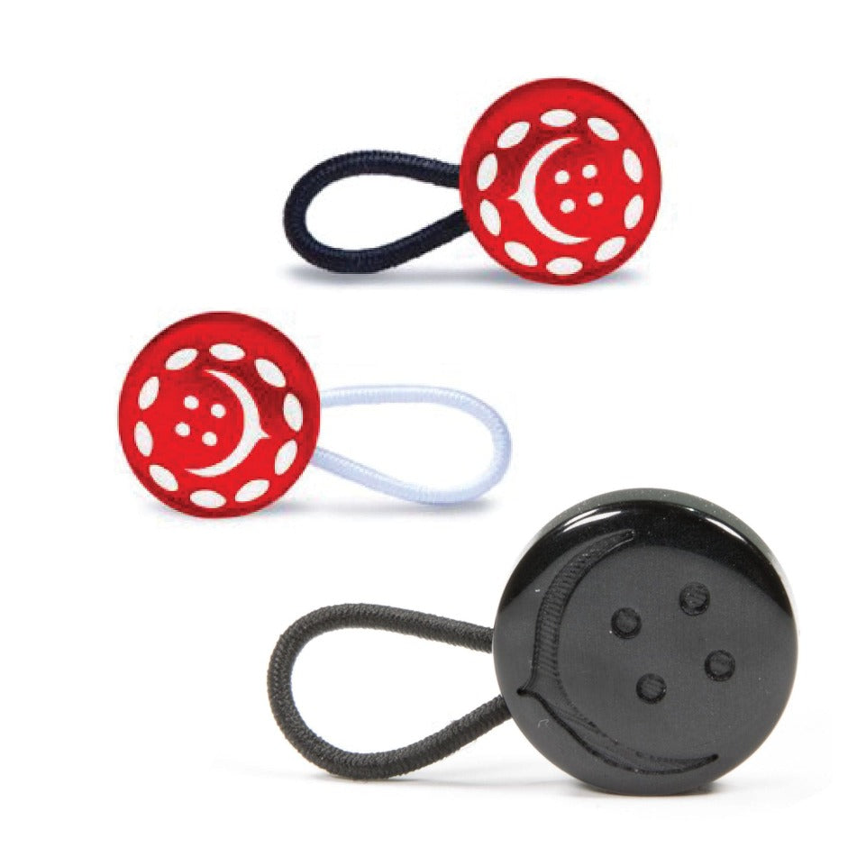 top view picture of red shirt collar extender and black waist extender