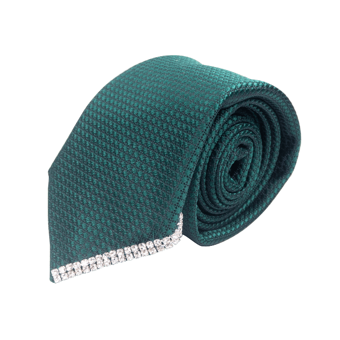 CRAVATE PADRAIG AVEC CRISTAL (100 % SOIE, VERT)
