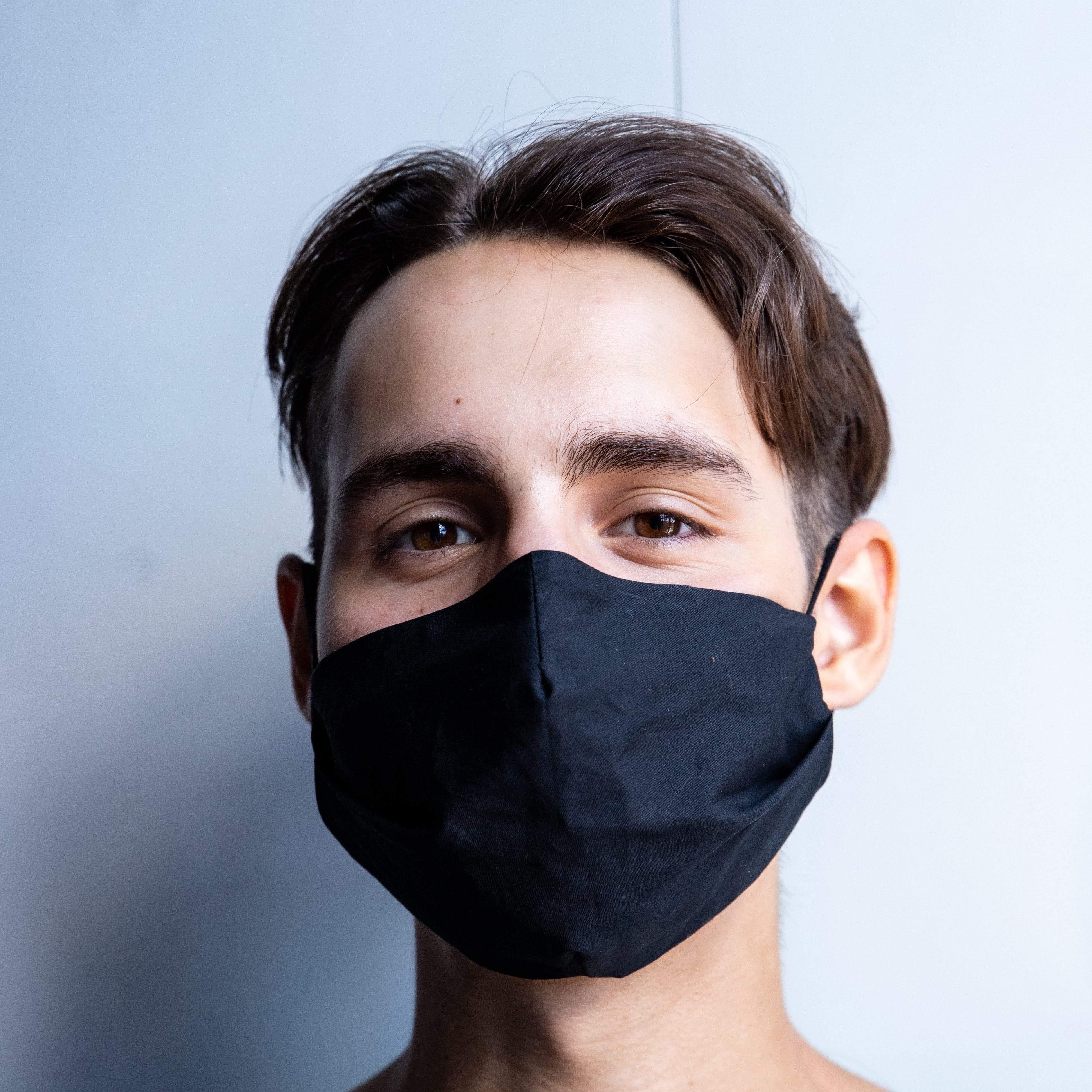 Sophie's Top Picks: Set Of 5 Bundle - Solid Black Cotton 99.9% Antibacterial Mask - Cochic