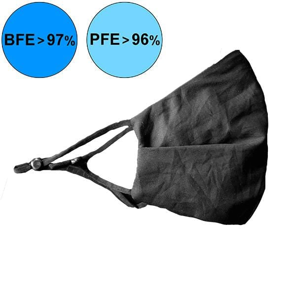 Masque 99.9% Antibactérien Noir Solide en Coton