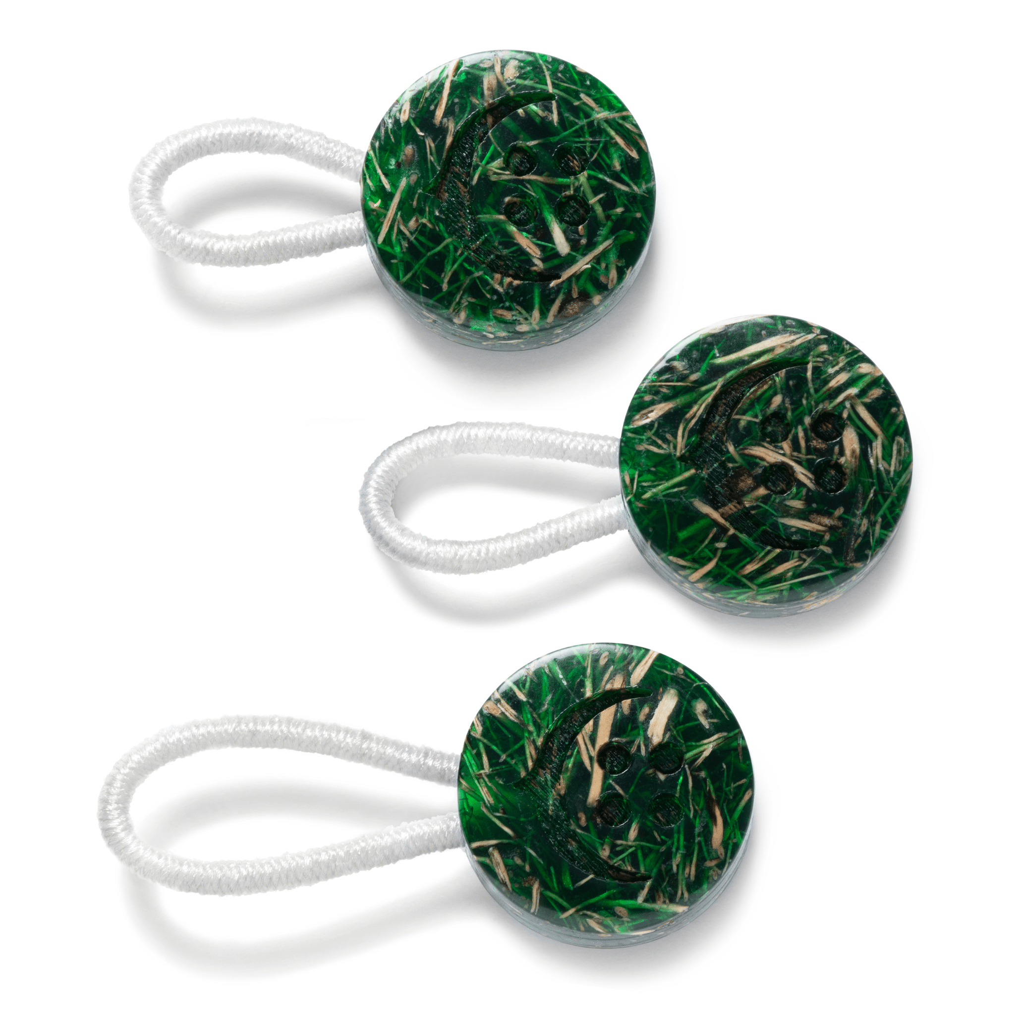 Top view of a 3 piece upcycled Green Coconut Shirt Collar Extender