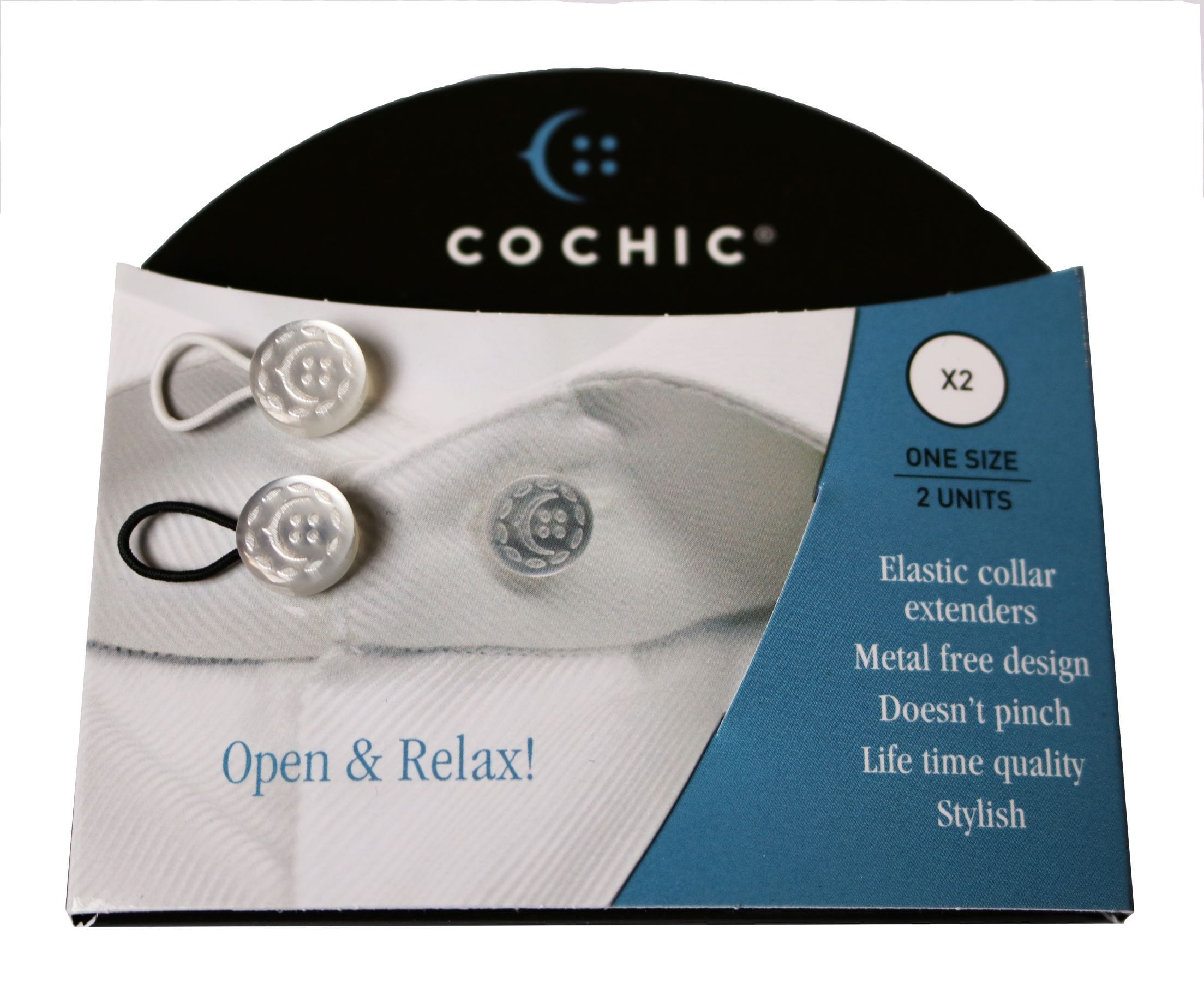 Package of the 2 units white shirt collar extender