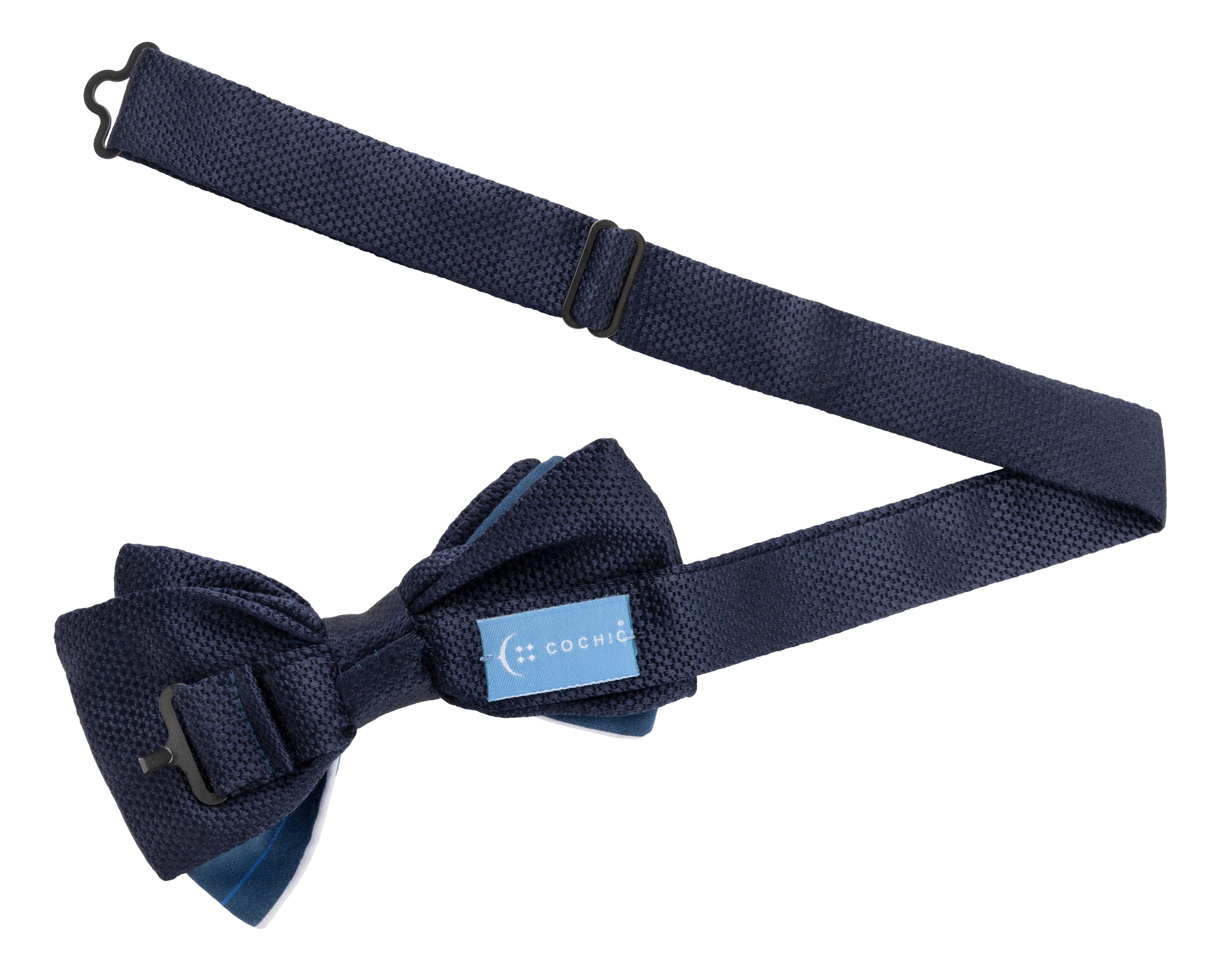 "Stay Healthy" Chic Bow Tie (Silk and Cotton, Blue)