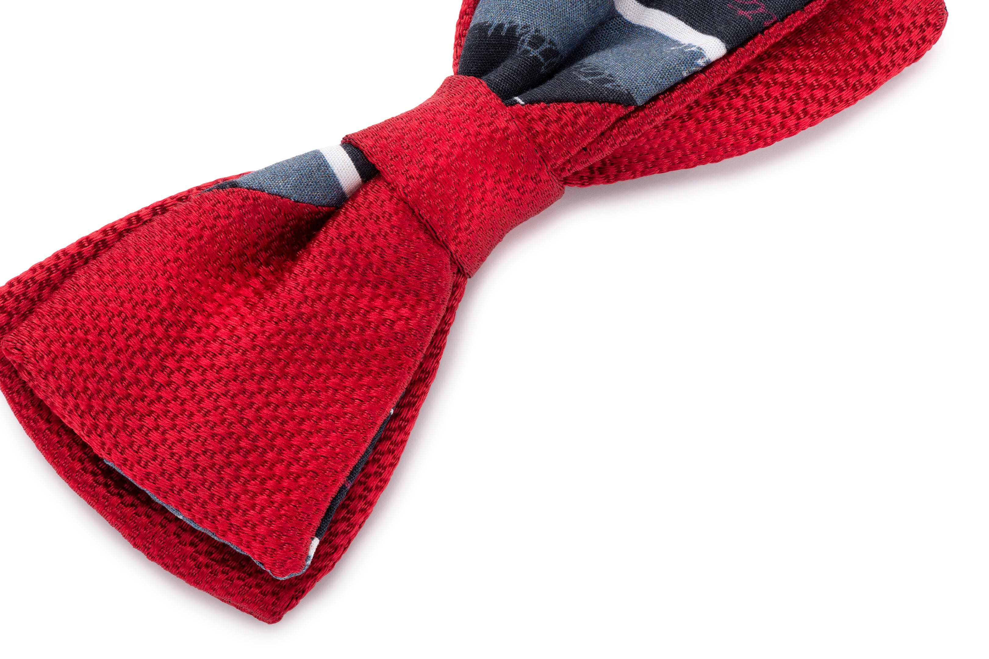 Rosso Bow Tie (Silk and Cotton, Red and Navy)