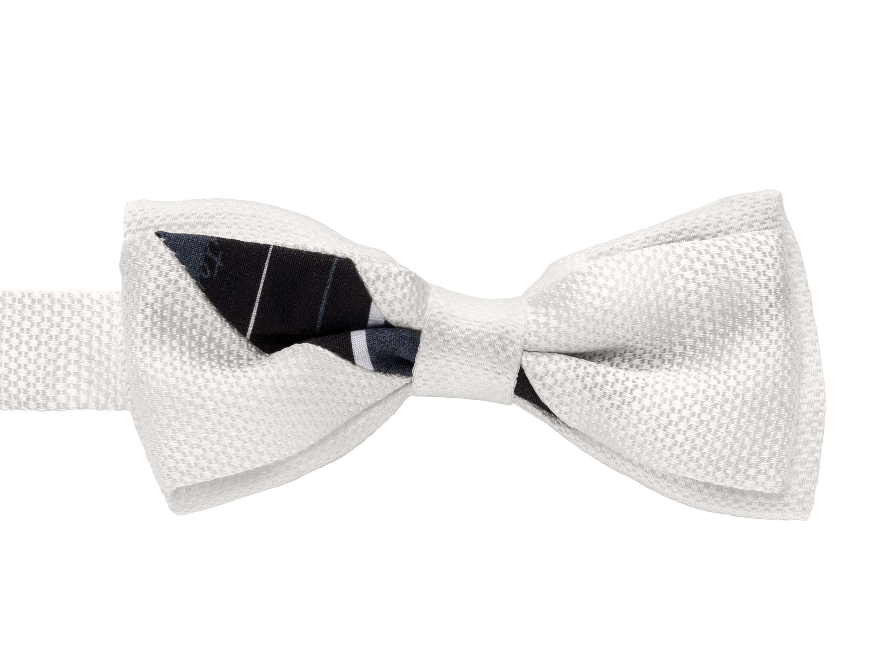 Dahlia Bow Tie (100% Silk, White and Black)