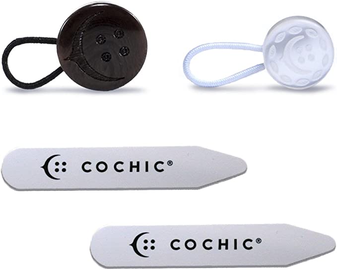 The Executive Travel Set - Shirt Collar Extender, Waist Extender and 2 Collar Stays (4pcs, White and Black)