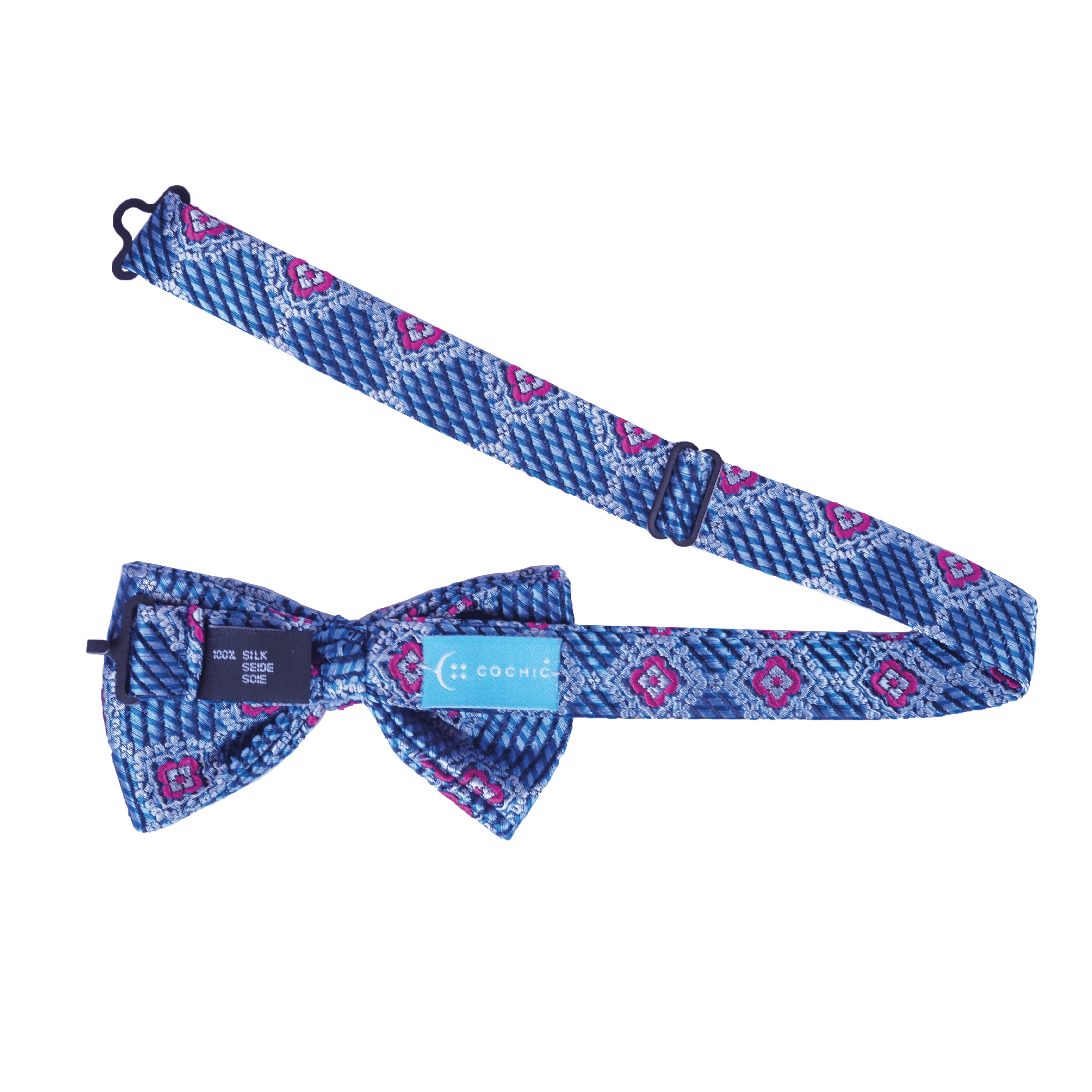 Blossom Bloom Blue Bow Tie (100% Italian Silk)