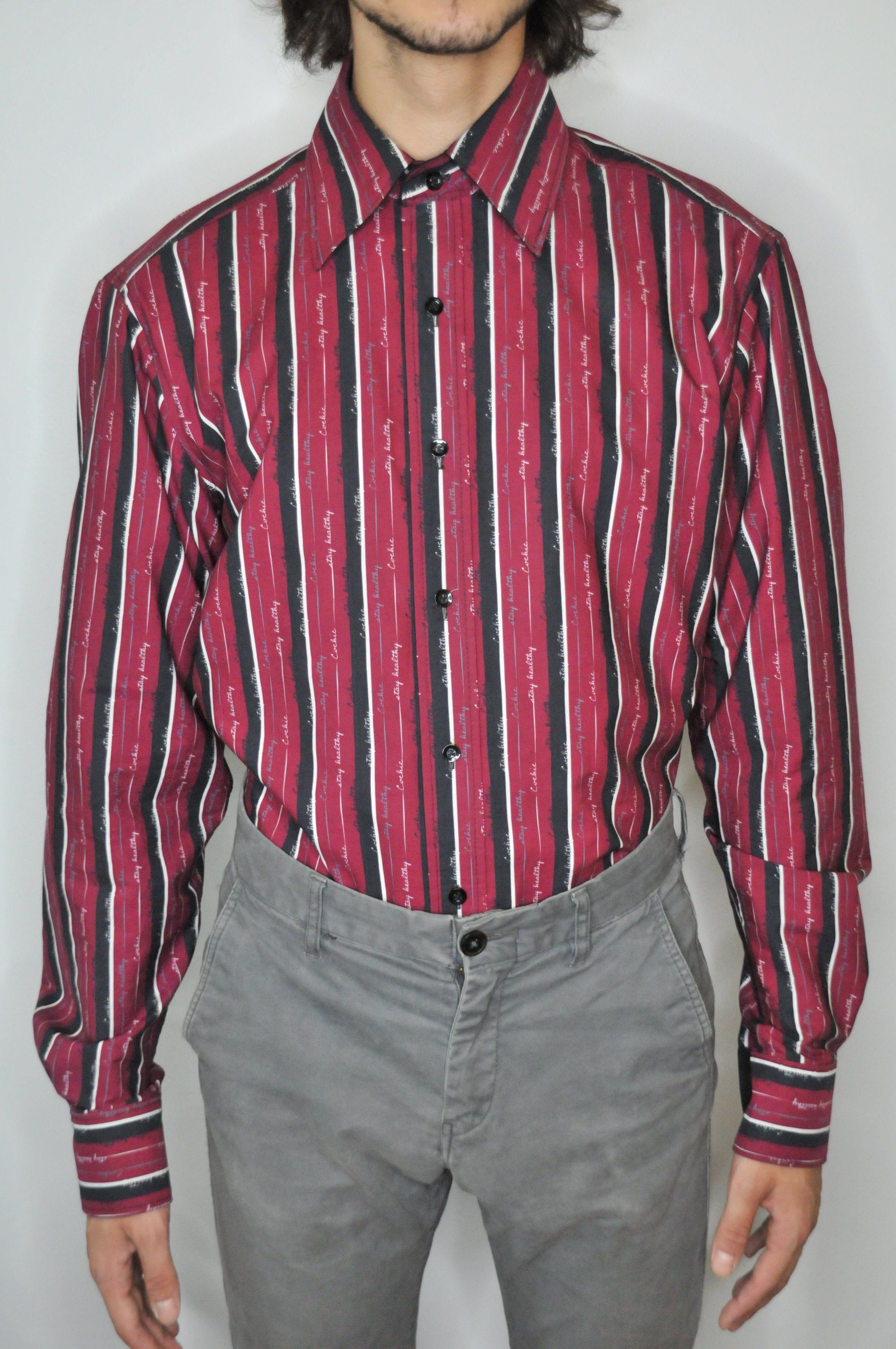 Blazon Red Striped Dress Men's Shirt - 100% Italian Antibacterial Cotton