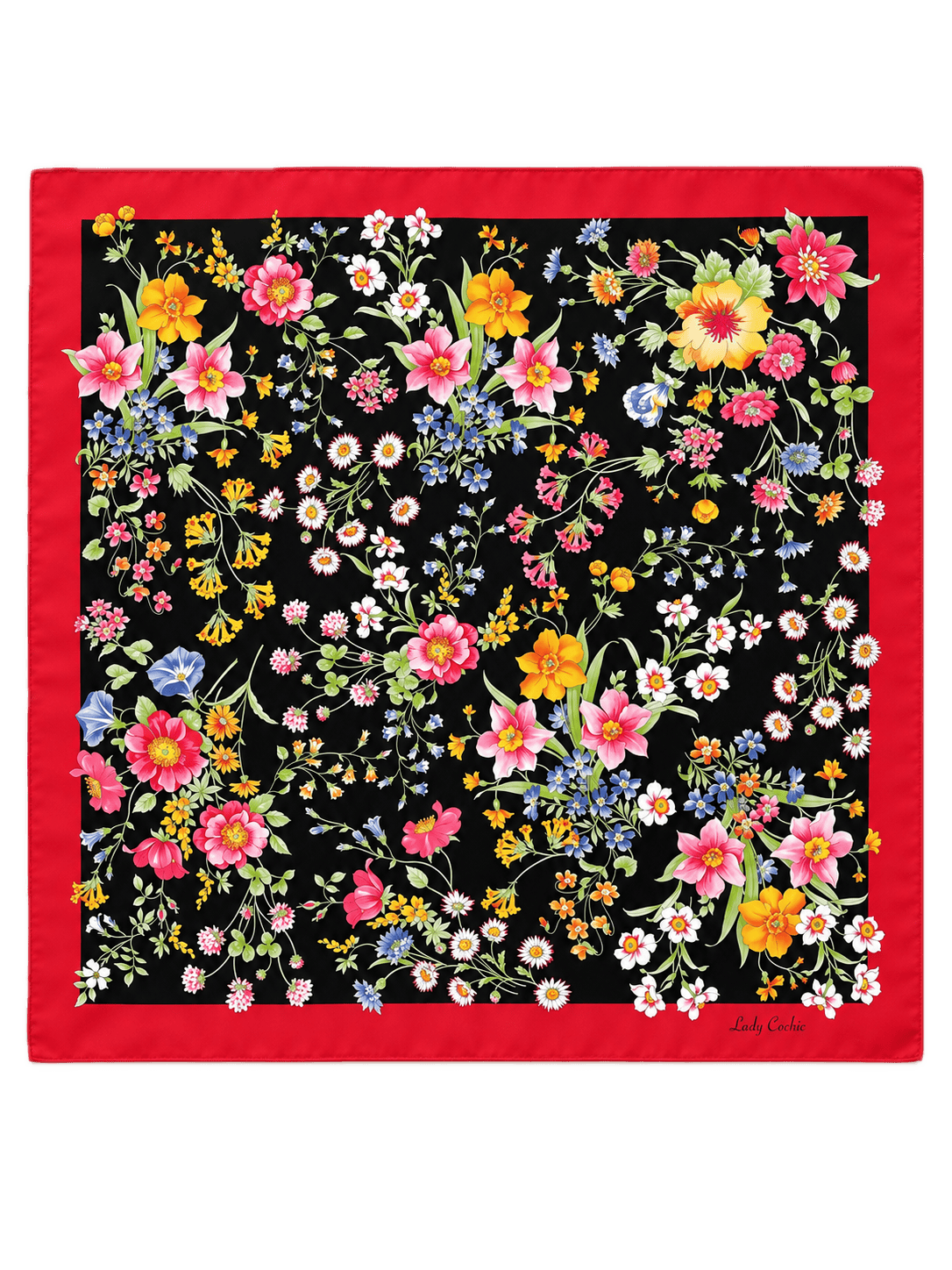 Les Jardins Fiorito Black Silk Foulard - Cochic