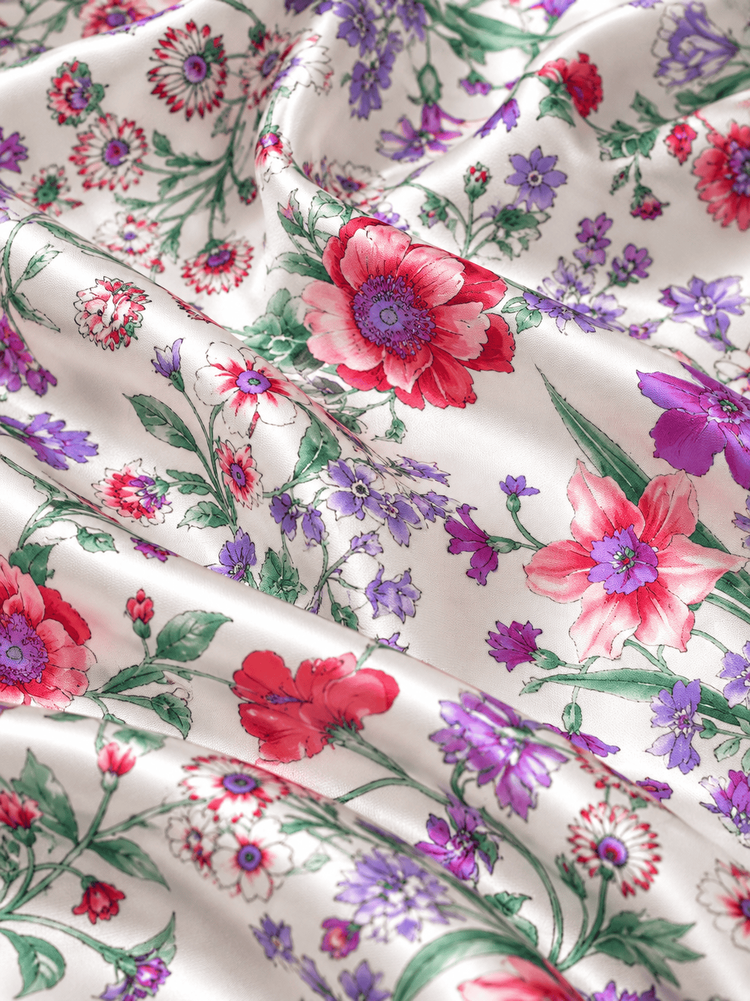 Les Jardins Fiorito white silk foulard close-up detail - Cochic