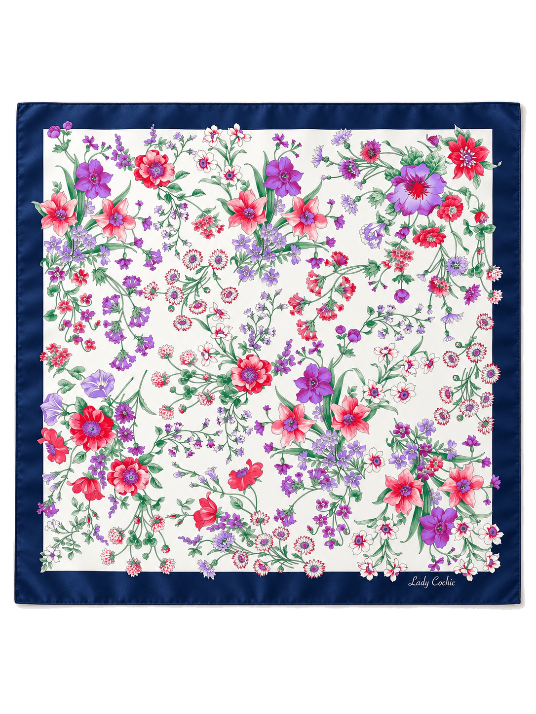 Les Jardins Fiorito White Silk Foulard - Cochic