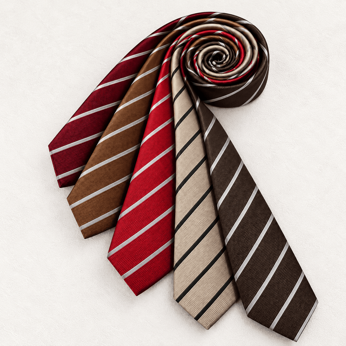 THE WINDSOR STRIPE - BOTTIGLIA TIE, all five colours close-up