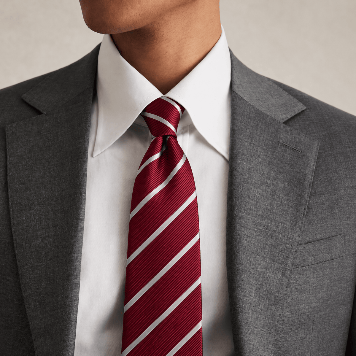 THE WINDSOR STRIPE - BOTTIGLIA TIE worn, Burgundy