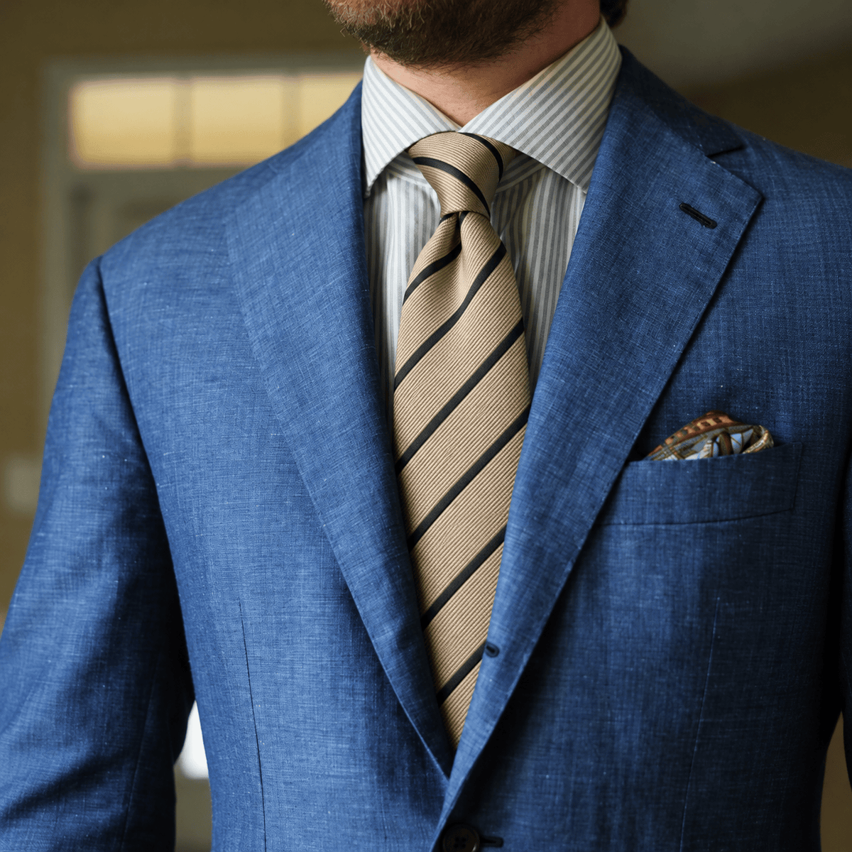 THE WINDSOR STRIPE - BOTTIGLIA TIE worn, Ivory
