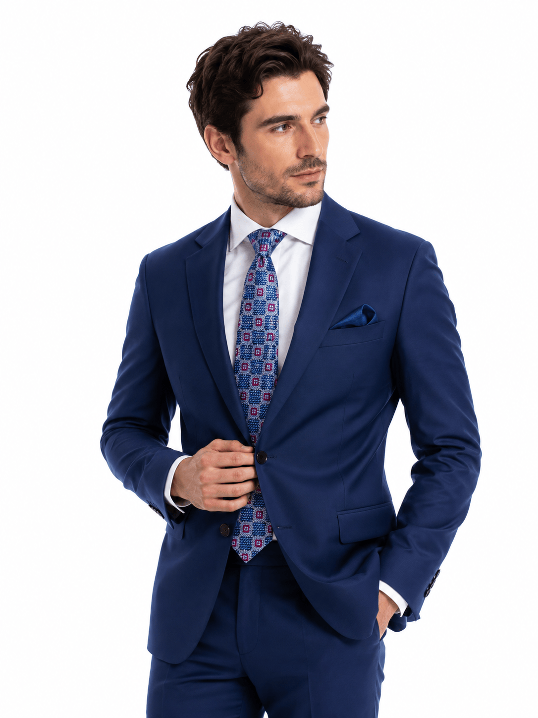FANCY TIE BLUE AND MAGENTA- SKINNY