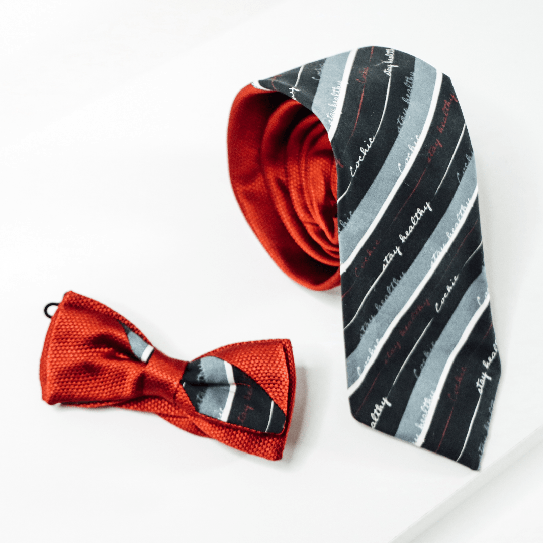 Rosso Tie + Rosso Bow Tie (Silk and Cotton, Red and Black)