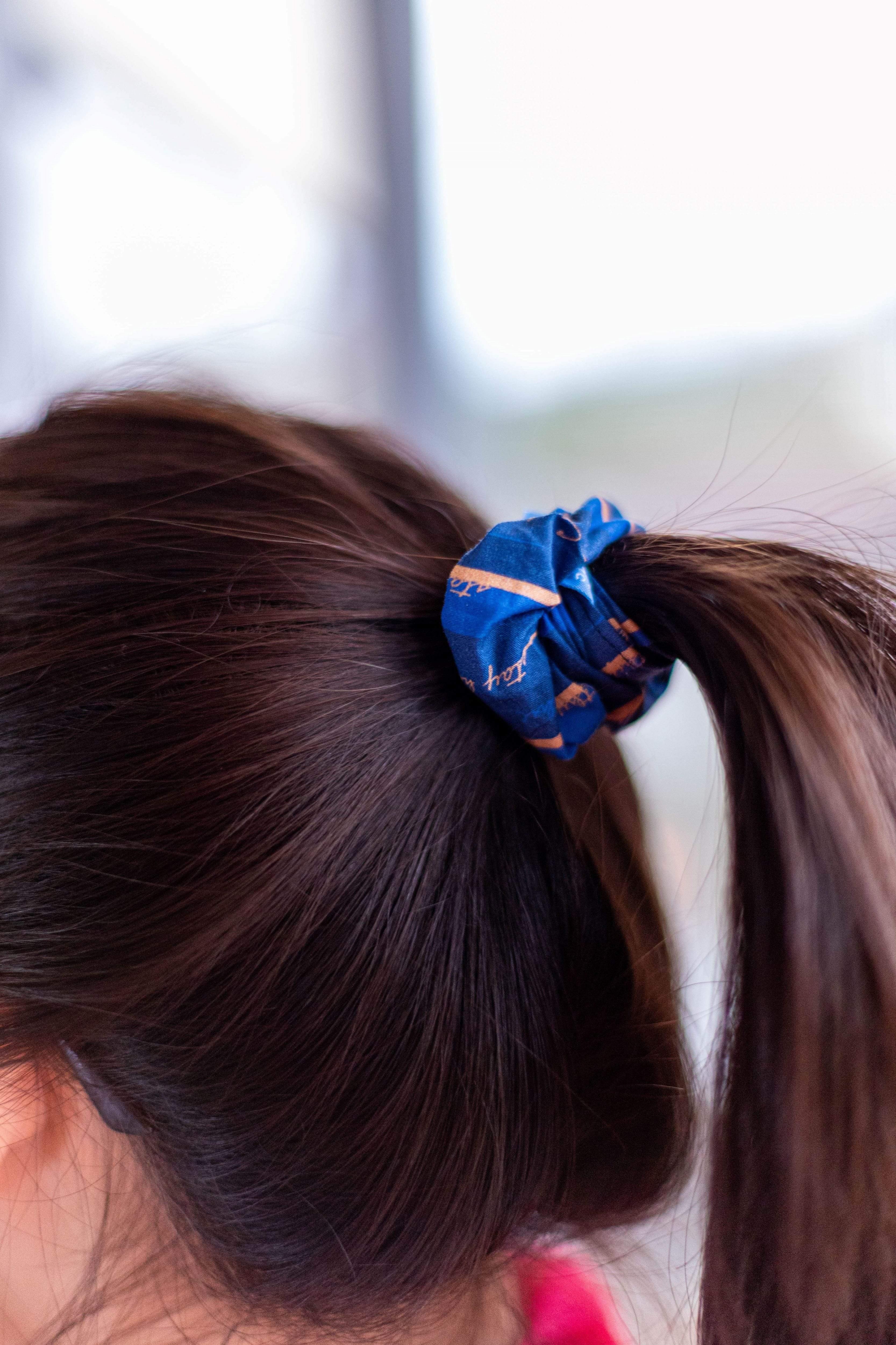 Antibacterial Cotton Hair Tie - Blue/Orange - Cochic
