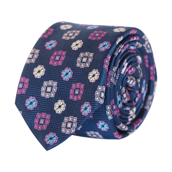 FANCY TIE BLUE AND PINK - SKINNY - Cochic