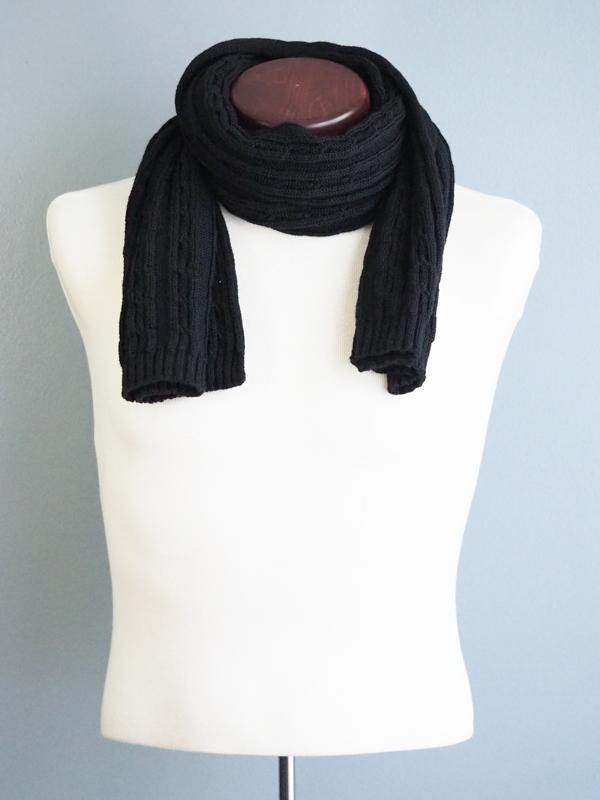 BERLIN SOLID THICK WOOL SCARF - BLACK - Cochic